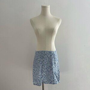Reformation Margot Mini Skirt In Blue Floral Print | Womens Size 6